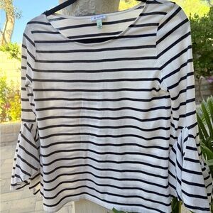 Susina Navy and Cream Striped Blouse